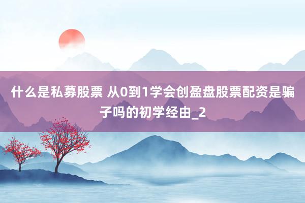 什么是私募股票 从0到1学会创盈盘股票配资是骗子吗的初学经由_2