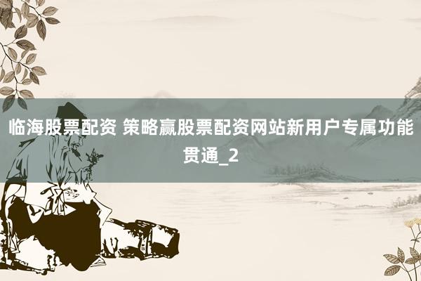 临海股票配资 策略赢股票配资网站新用户专属功能贯通_2